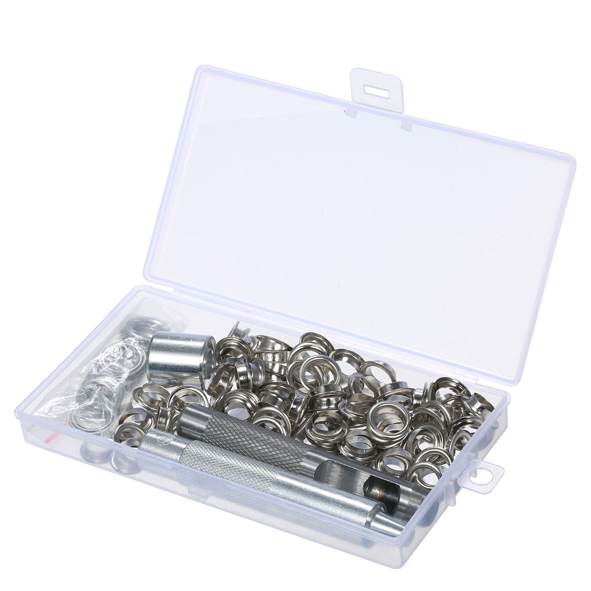 100 Sets 10mm 3/8-inch Grommet Kit Silver Sewing Eyelet Kit
