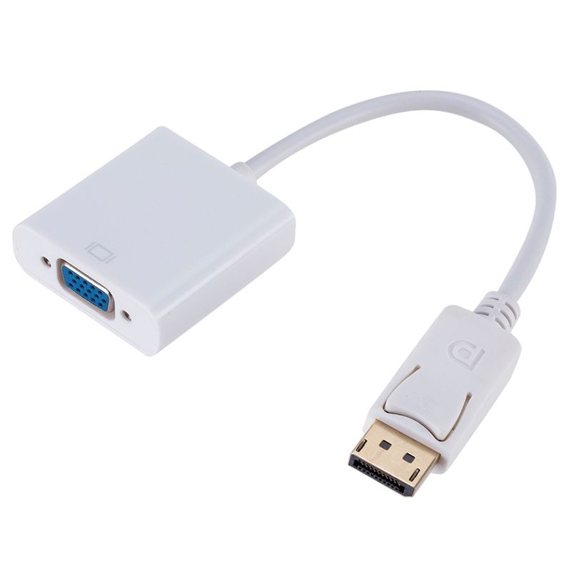 Display Port Male To VGA Female Converter, Length: 20cm(White)