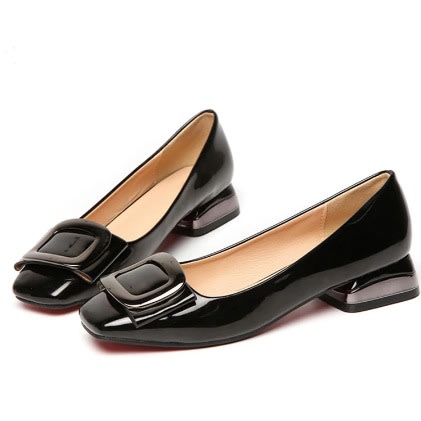 Flat Patent Square Heel Shoe