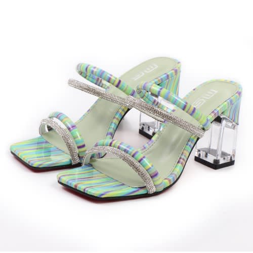 Slip On Studded Mules - Green