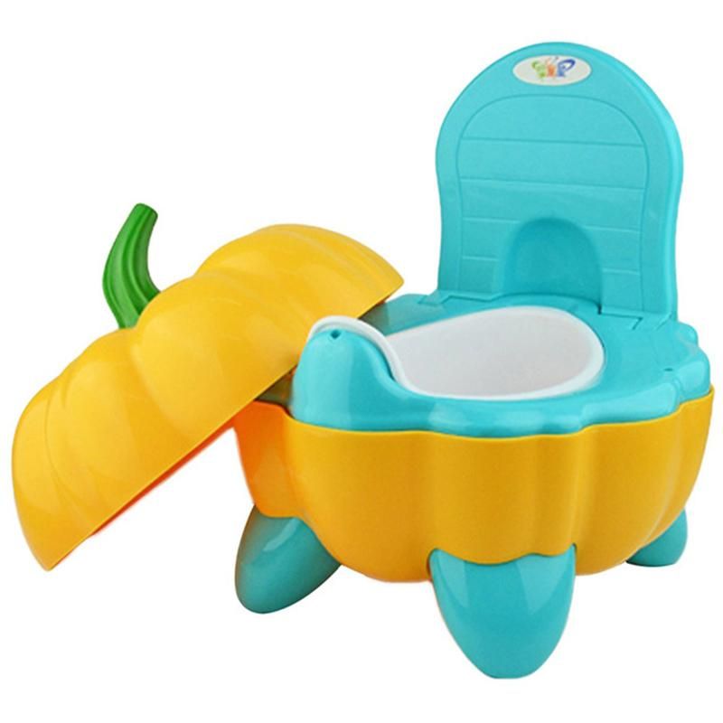 Cute Baby Chair Cartoon Folding Potty Toddler Portable Training Plastic Toilet Seat Pumpkin-Green+Yellow