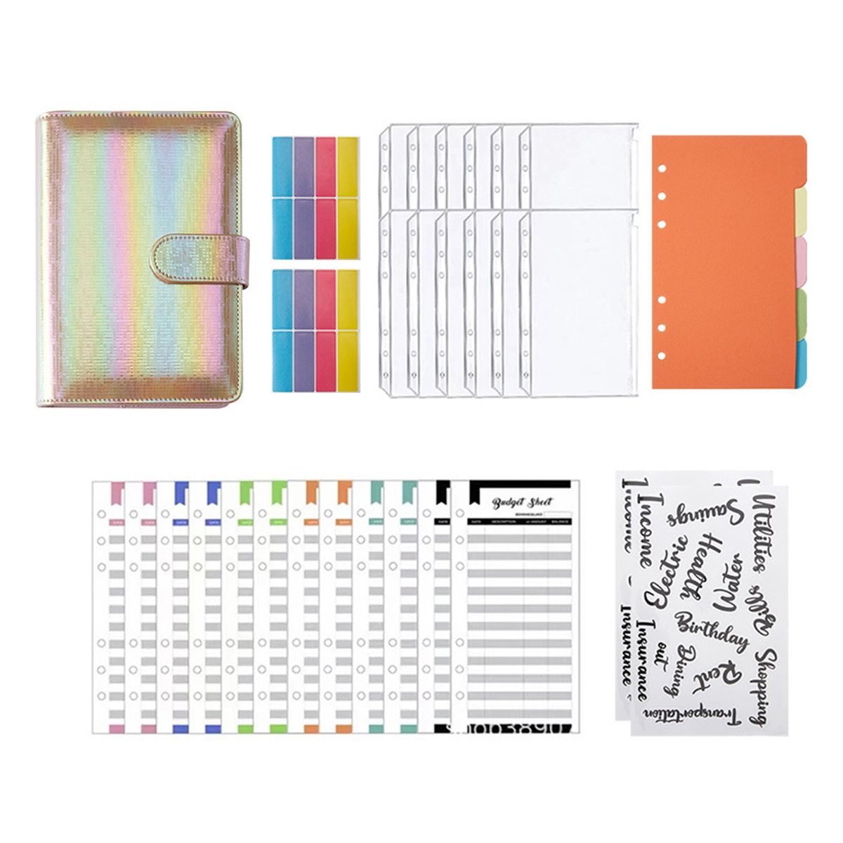 1 Set Schedule Book Cash Envelopes System Notebook A