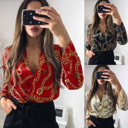 Women Autumn Long Sleeve Sexy Deep V-Neck Jumpsuit Spring Ladies Casual Bodysuit Romper(#Black)