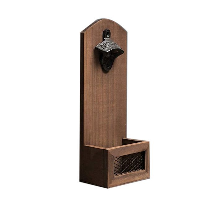 Wall-Mounted Beer Bottle Opener Retro  Olor Beer  Orks Rew Wooden  Orks Rew Wall-Mounted  Ast Iron Opener-dark Brown