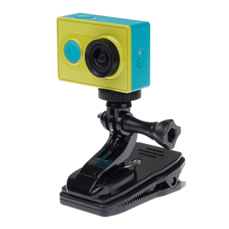 360 Degree Rotation J Shape Backpack Hat Clip Fast Clamp Mount For Xiaomi Yi Sport Camera(XM17)
