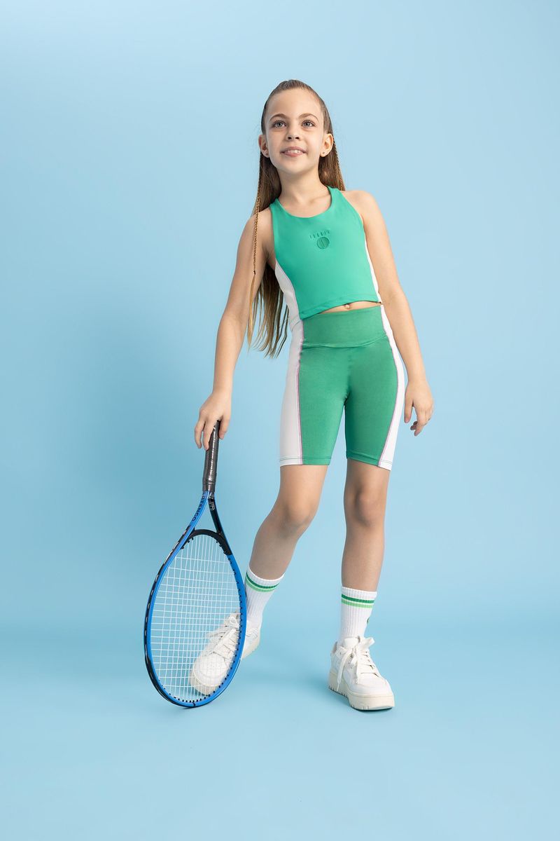 Girl Casual Fitted Knitted Leggings - Green