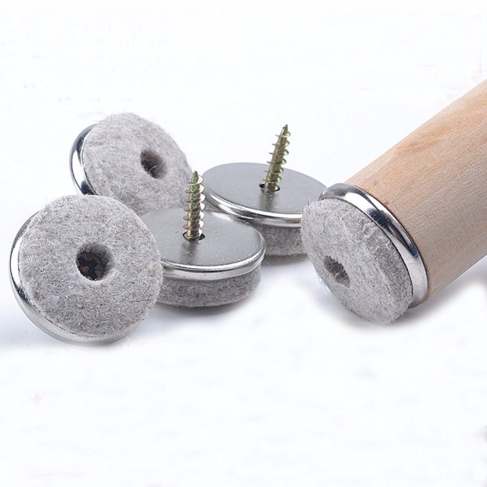 30Pcs 22/24/28/38mm Dia Felt Furniture Glide,Screw-on Felt Pad Slider Floor Protector For Wooden Leg Feet Of Chair Table Sofa-24mm