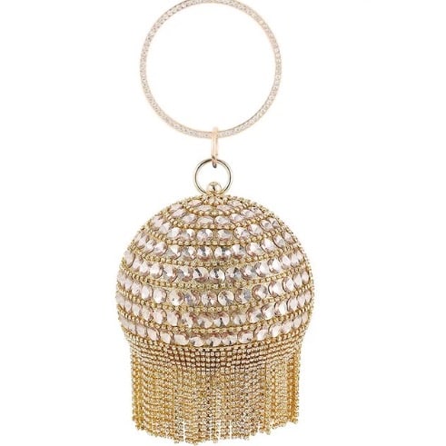 Round Stone Studded Purse - Gold