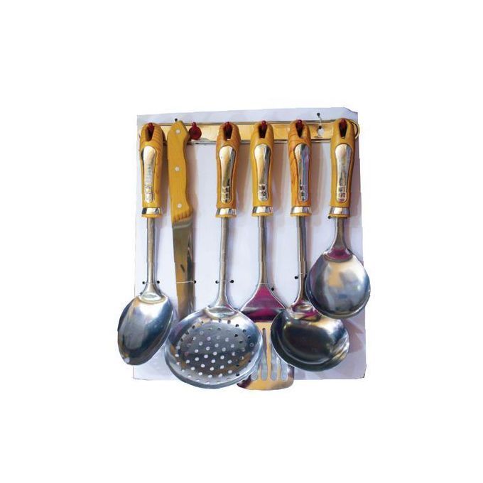 Unique 7pcs Cooking Spoon Set With Wall Hanger