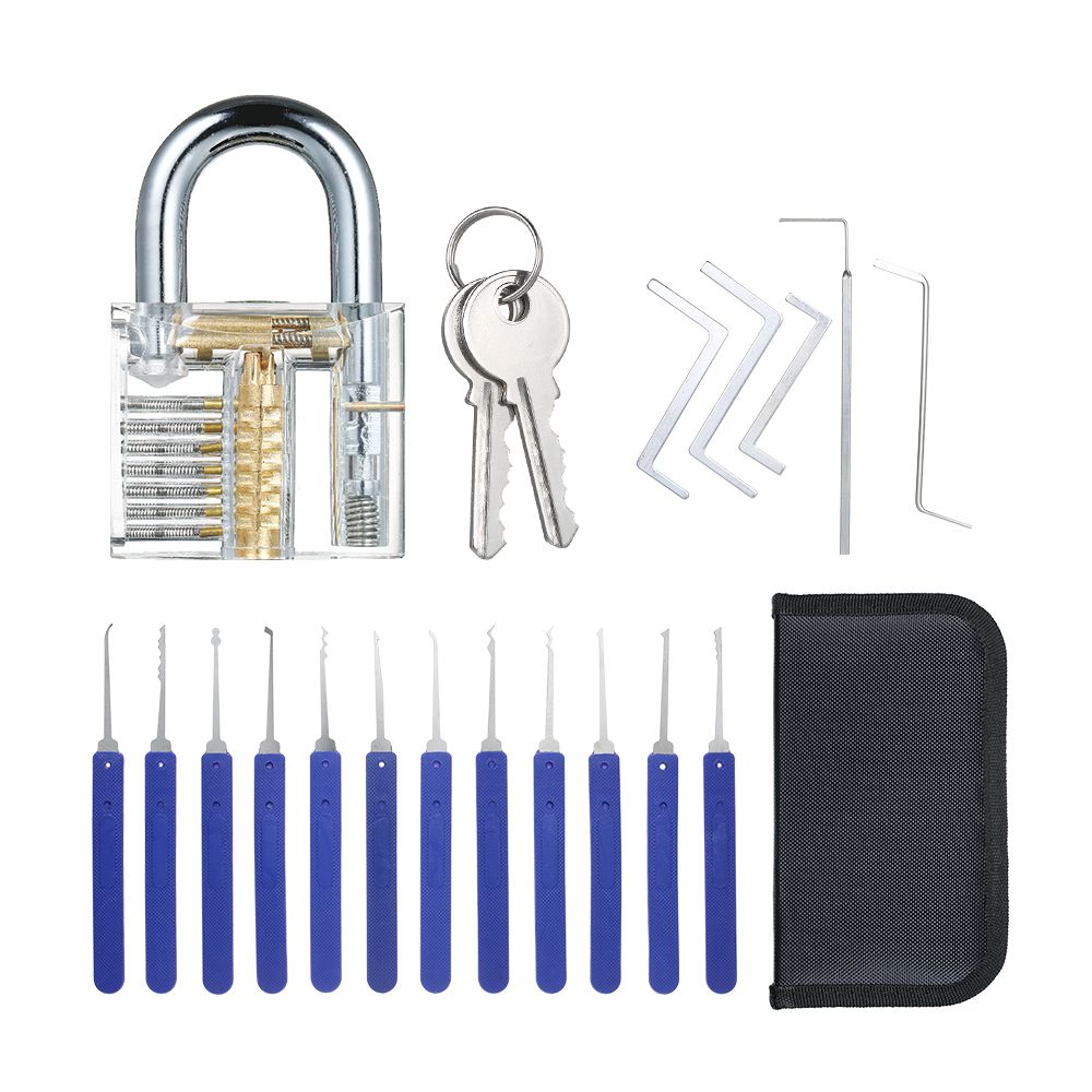 17 PCS Lock Picking Set With Visible Training Padlock