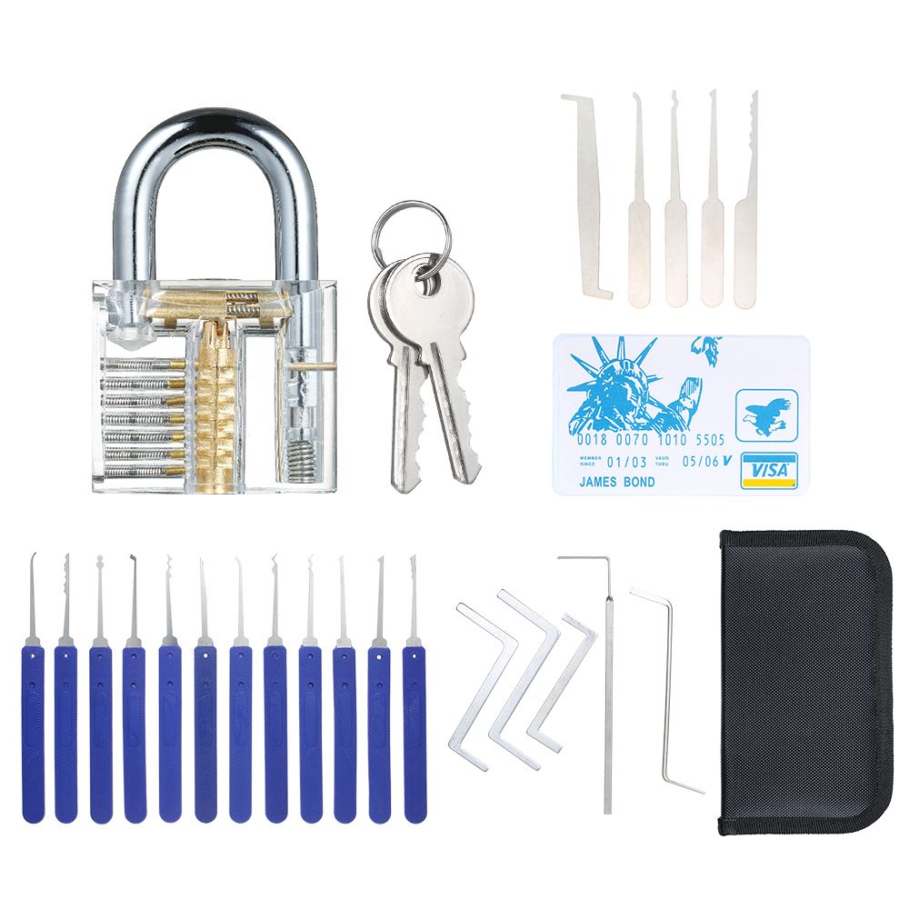 22 PCS Lock Picking Set With Visible Training Padlock