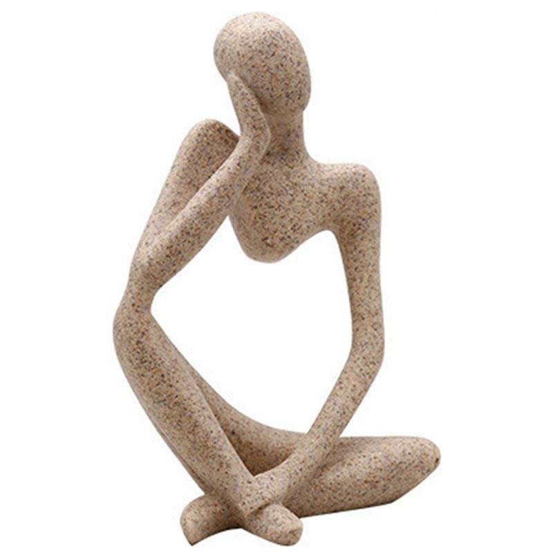 New Resin European Style Abstract Thinker Statue Sculpture Figurine Office Home Sandstone Decor Gift B