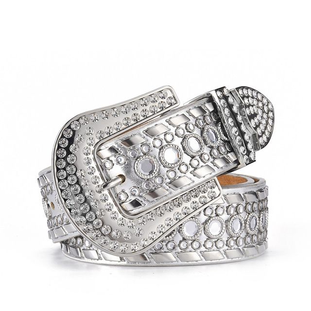 Fashion Strap Diamond Belt Western Crystal Studded Belt Cowgirl Cowboy Rhinestone Belt For Women And Men(#Style F5)