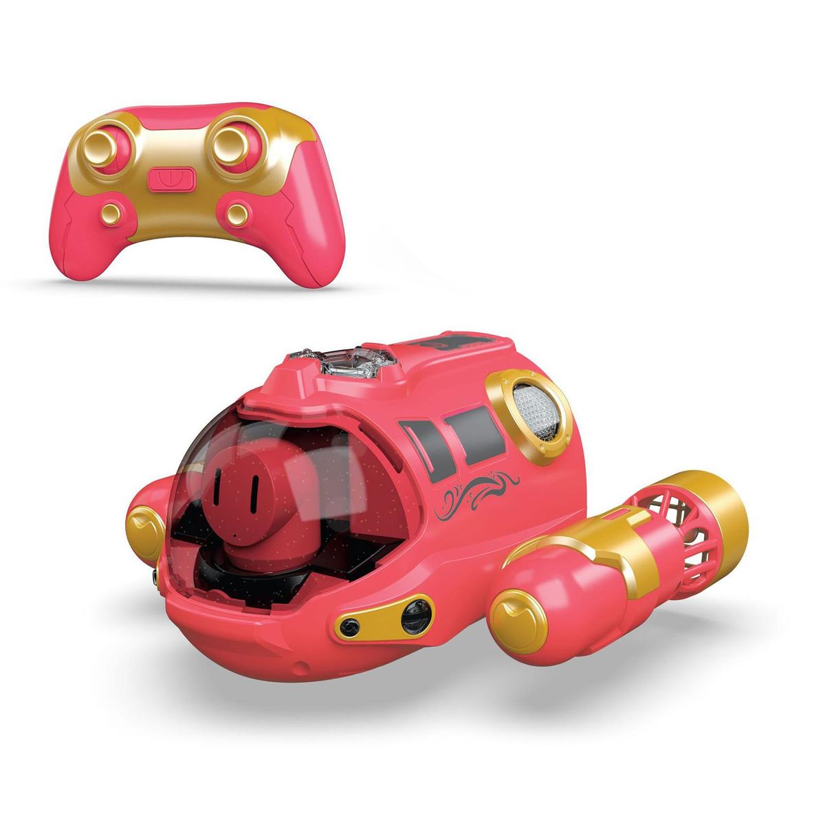 Remote Control Motorboat, 2.4G Dual Propeller Remote Control Boat Waterproof Sprayed Toy for Kids Lighting One-Click Demonstration