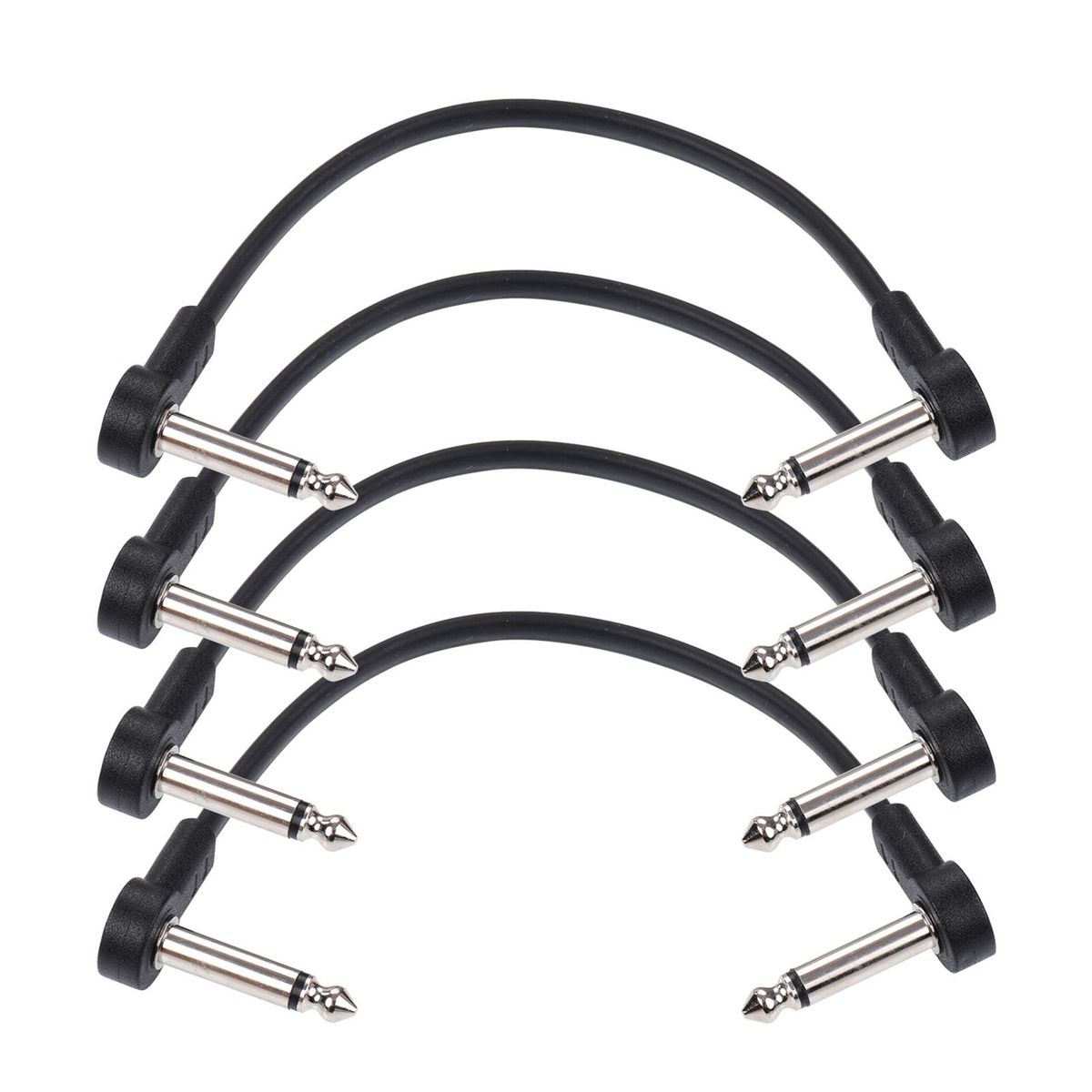 Ggiant AC-8 Guitar Effect Pedal Flat Patch Cables 6 Inch Length with 1/4 Inch Right Angle Connectors Patch Cable Kit 4 Packs