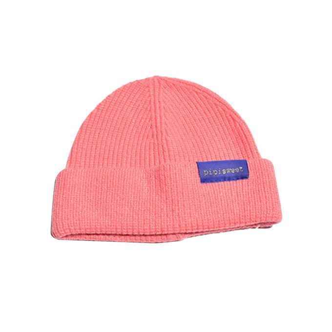 Soft Elastic Solid Color Knitted Beanies Hat Winter-Pink