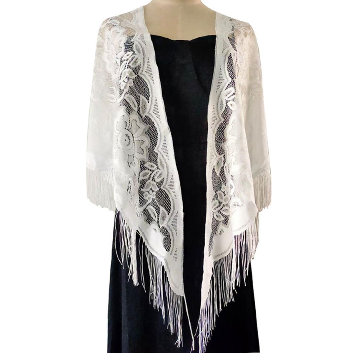 Lace Shawl Summer Beach Sunscreen Scarf Shawl White