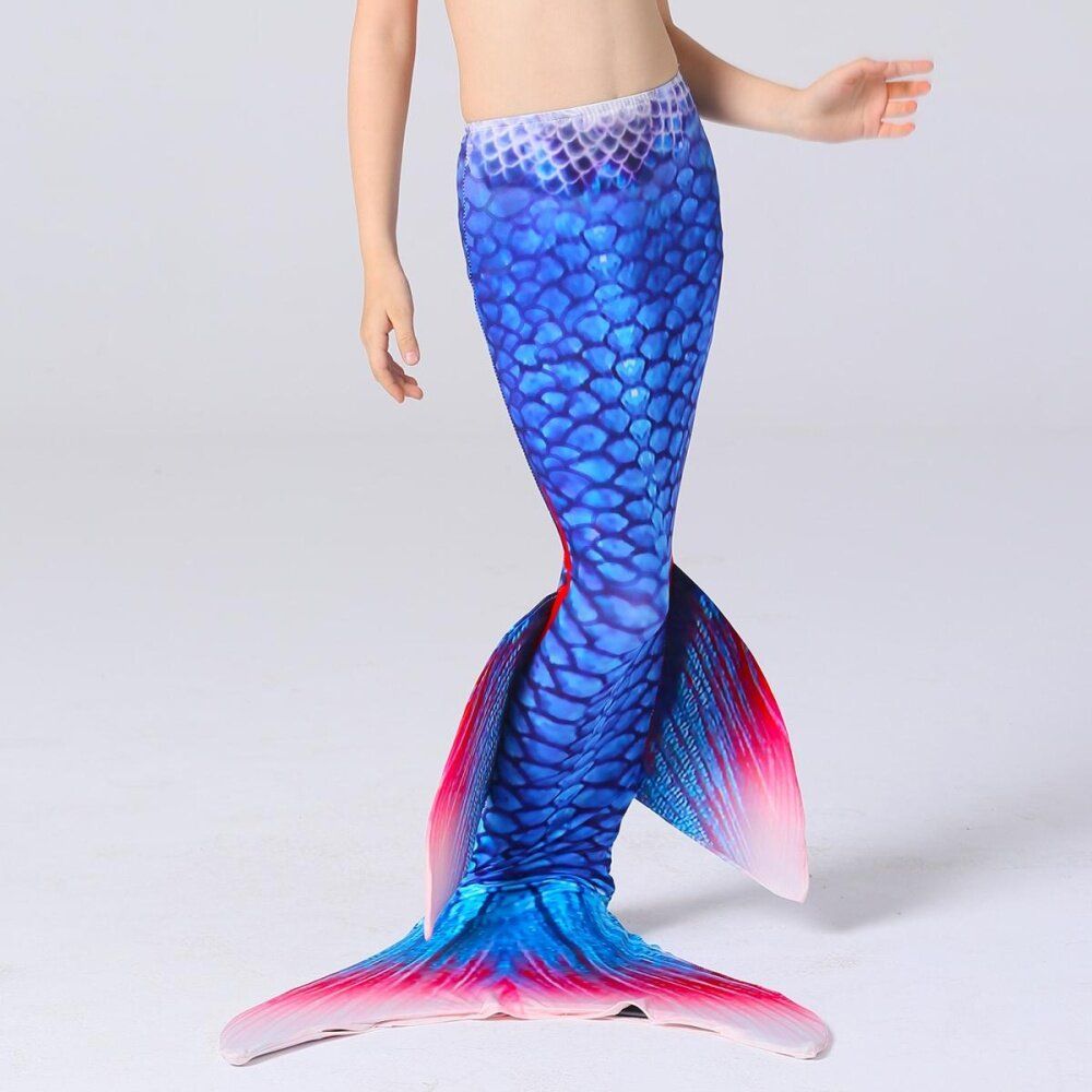 Fin Blue Mermaid Tail Monofin Swimmable Tail Kids Girls Women Swimming Costumes One Hundred And Twenty