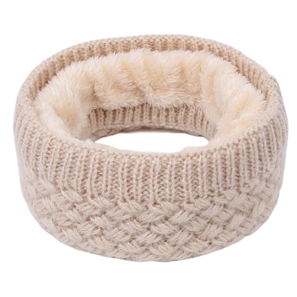Couple Neck Scarf Thicken Unisex Fleece Elastic-Beige