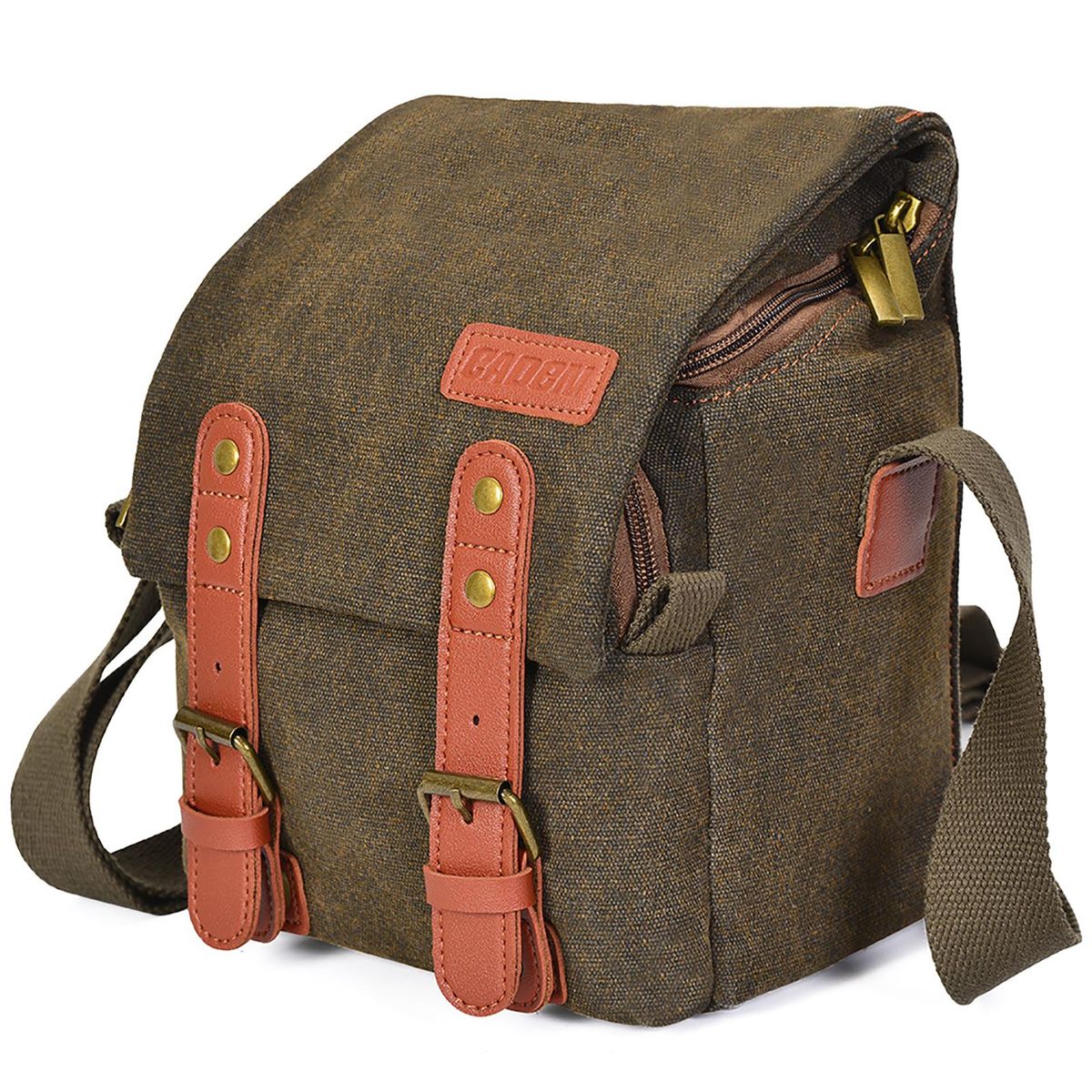 CADeN Canvas Shoulder Camera Bag Messenger Bag for 1 Camera 1 Lens Compatible with Nikon Canon Sony DSLR Mirrorless Camera and Lens