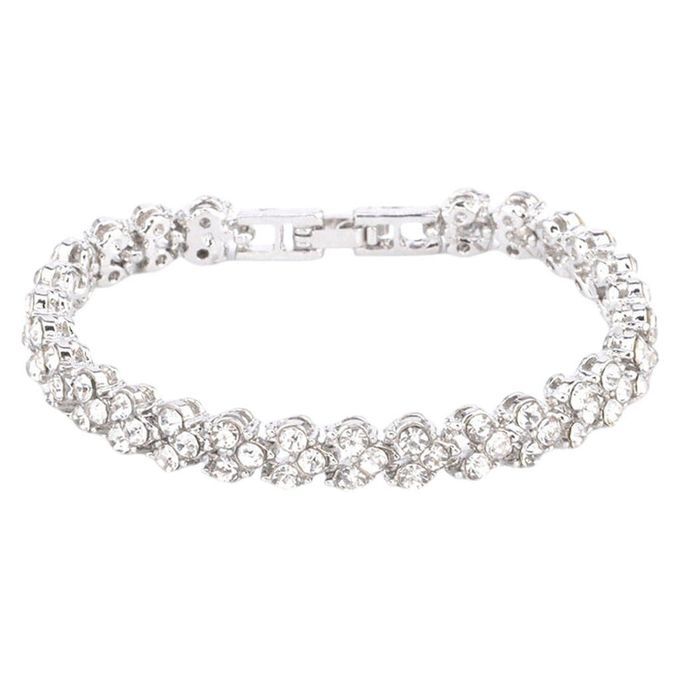 Cubic Classic Tennis Bracelet Adjustable For Casual Party Silver