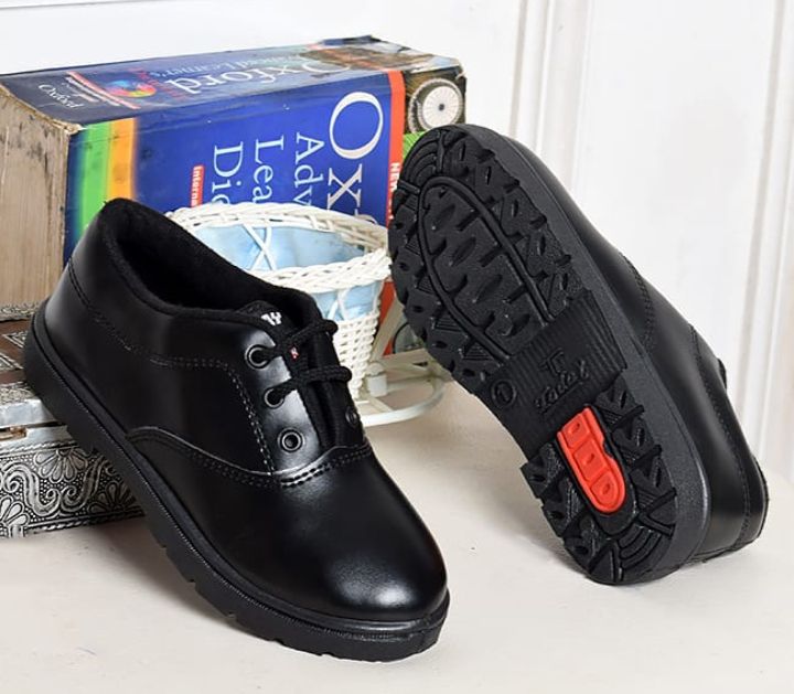 Back To School (Quality)Lace Up Shoe With Socks- Black
