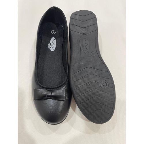Girls Flat Black School Shoe