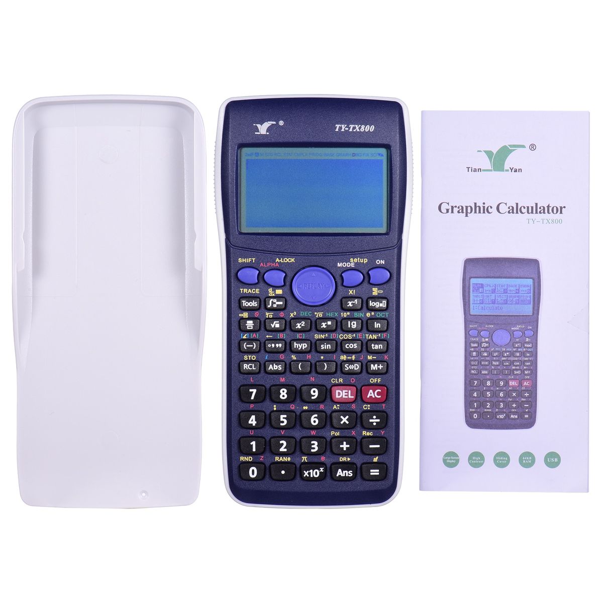 Calculator Scientific Graphic Calculator Multi-Functional Large LCD Screen Adjustable Contrast/Brightness USB Interface Black