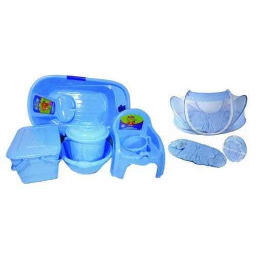 Baby Bath Set +  Baby Bed Net - Blue