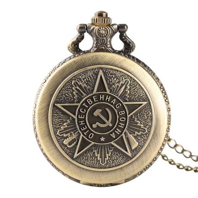 Quartz Pocket Watch Necklace Bronze Pendant Clock