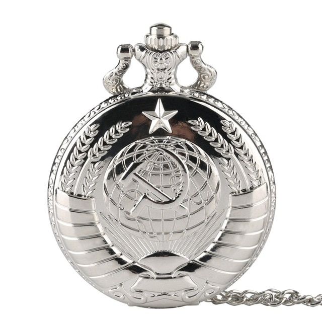 Quartz Pocket Watch Russian Badge Neutral  Necklace
