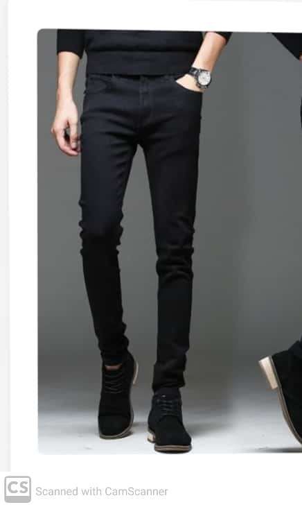 Skinny Black Stretchy Men's Jeans And A Free Weed Socks