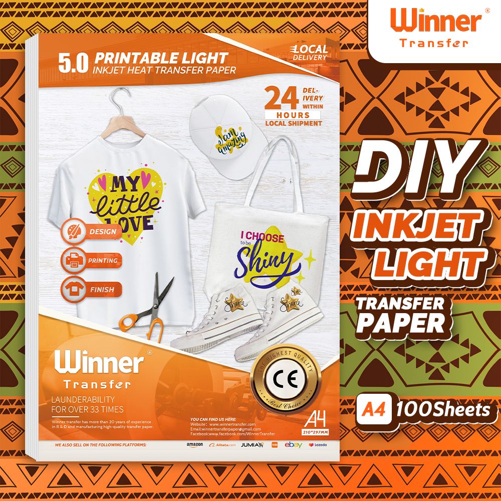 Inkjet Light Heat Transfer Paper Only For Professional Heat Press Machine 100pcs