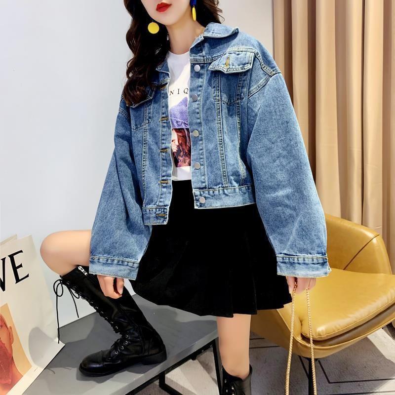 Loose Short Batwing Sleeve Denim Jacket for Women 2020 Spring New Korean Style Online Influencer Pop Denim Jacket Trendy Women
