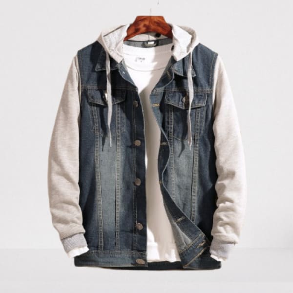 Men's Denim Jeans Jacket With Detachable Hoodie