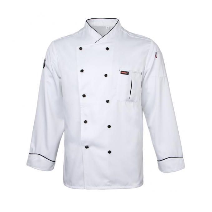 2X Piping Chef Jacket Coat Uniform Long Sleeve Hotel Kitchen Apparel L