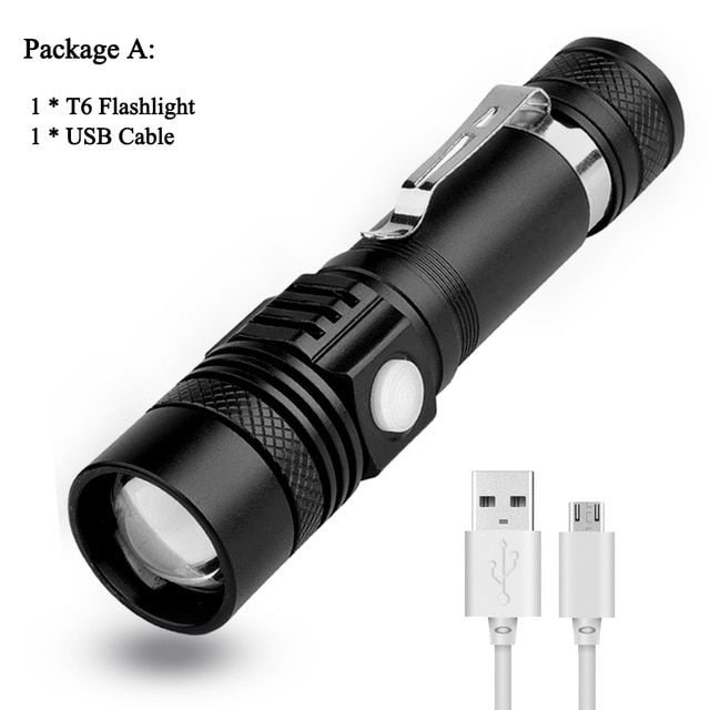 Powerful Led Flashlight Usb Rechargeable Zoom Torch