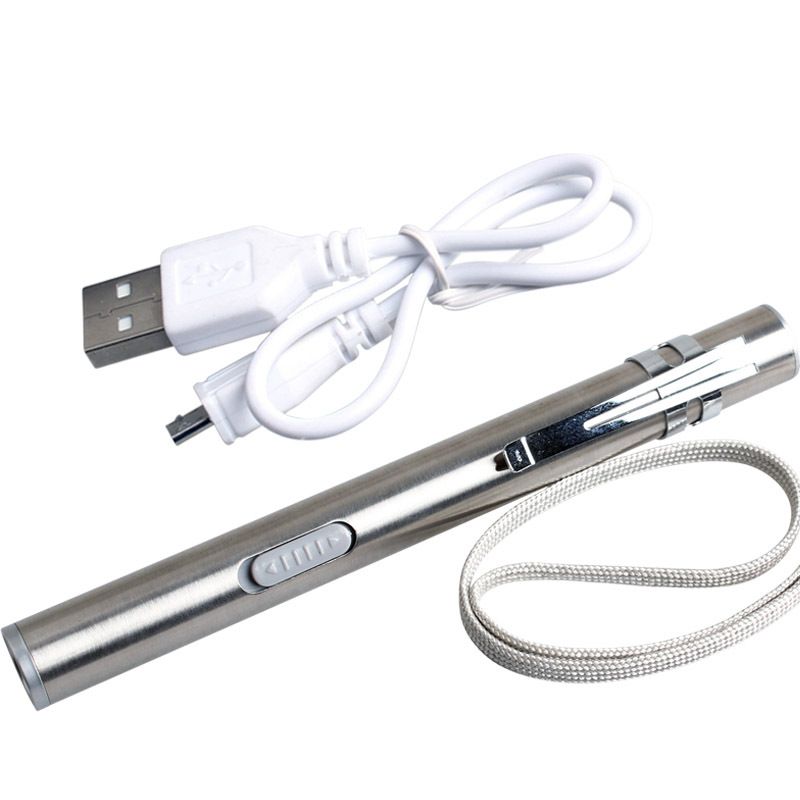 Usb Mini Rechargeable Flashlight Stainless Steel Glare
