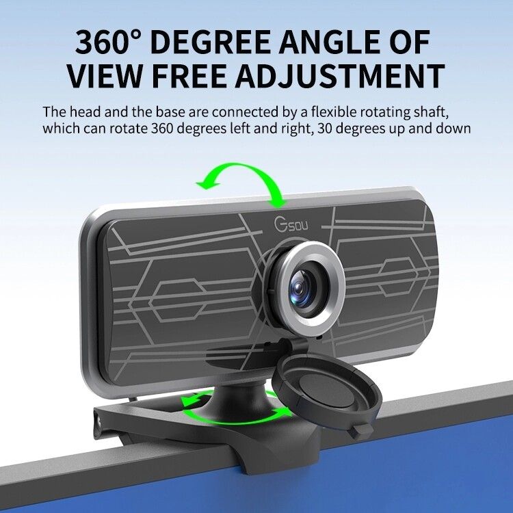 Gsou T16S 1080P HD USB Webcam Conference Live 77° Wide Angle Computer Camera Built-in Digital Microphone For PC Laptop