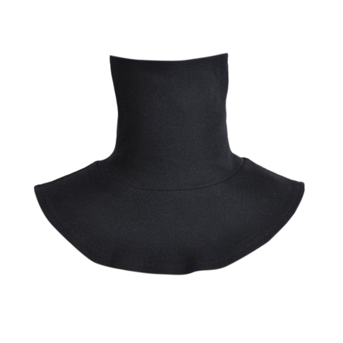 Neck Wrap Turtleneck Solid Color Simple Unisex Fake-Black