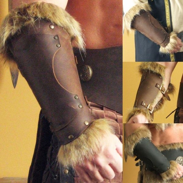 Medieval Vintage Bracers Arm Armour For Larp Theatre Costume Cosplay Prop Black