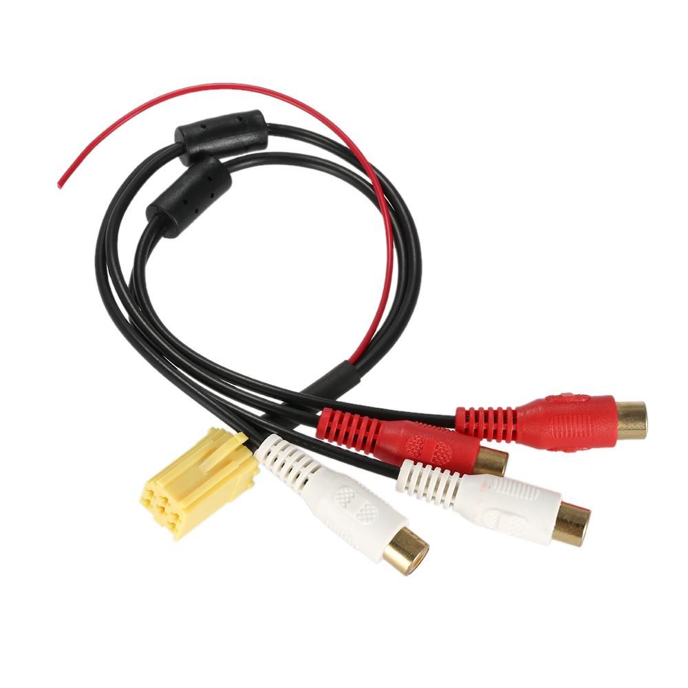 Mini 6 Pin ISO Adapter Aux Line Out 4 Chinch Kabel 4 RCA Plug for VW Seat Skoda Blaupunkt VDO Audi Ford