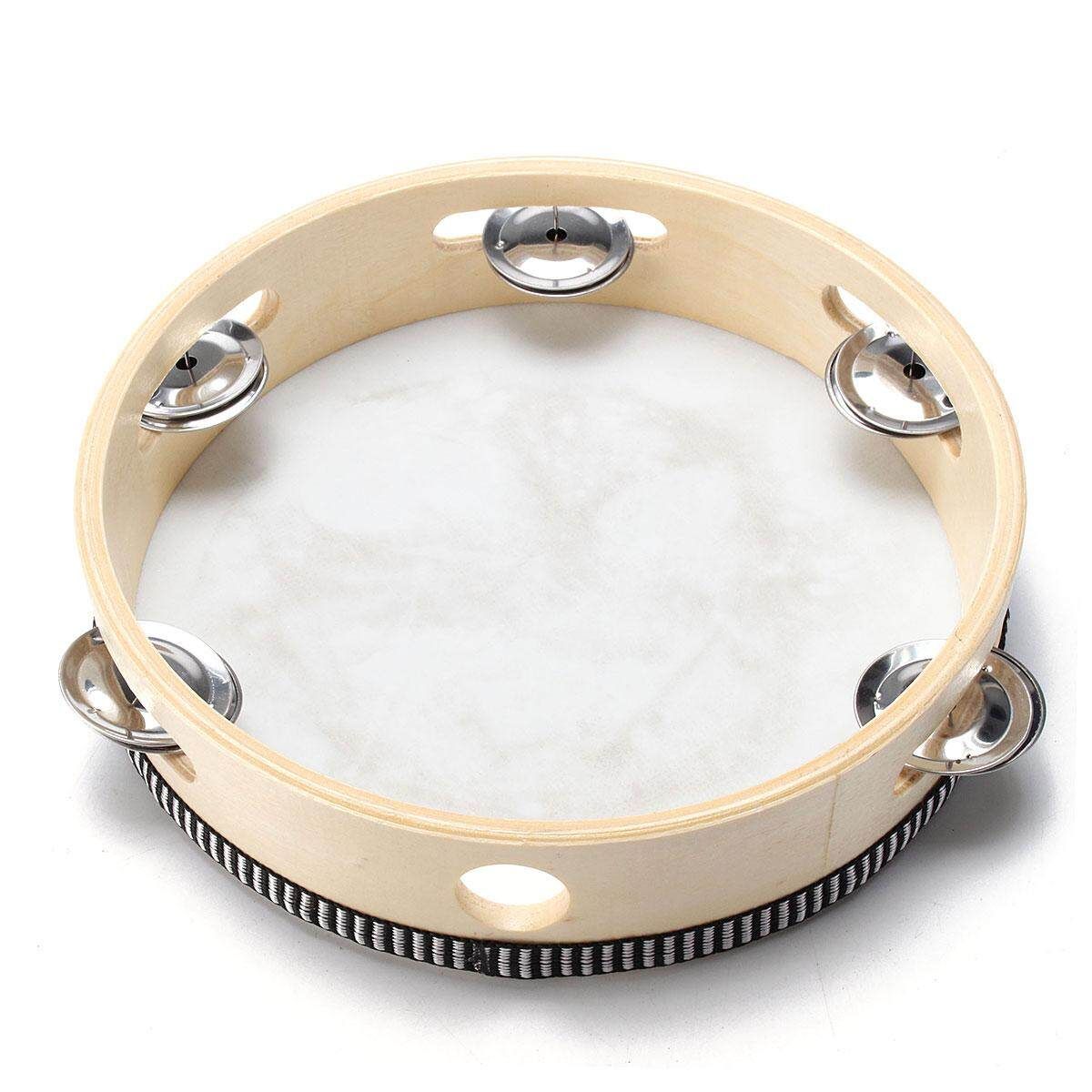 3pcs 8'' Musical Tambourine Tamborine With Head Drum Round Percussion For KTV Party