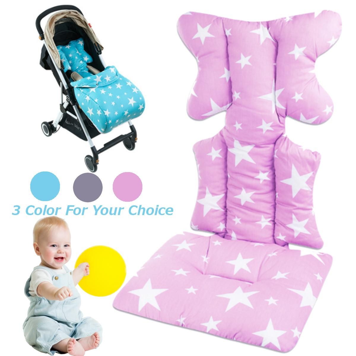 Safety Baby Kid Stroller Pram Pushchair Two Sided Car Seat Cushion Pad Liner Grey
