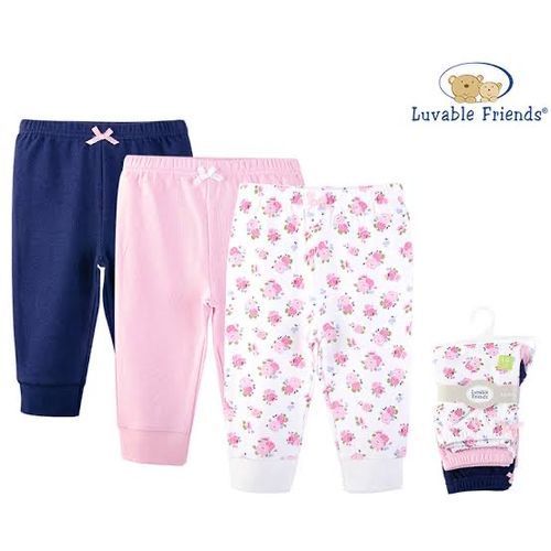 Girls Floral And Plain Colour Pants
