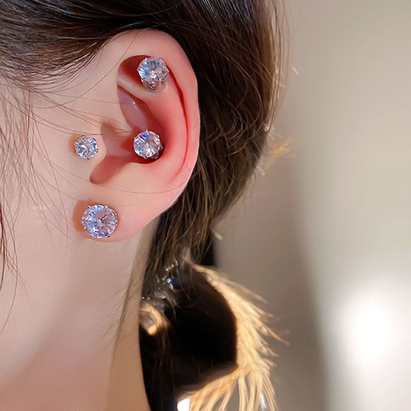 4 Diamond Magnetic Stud Earrings