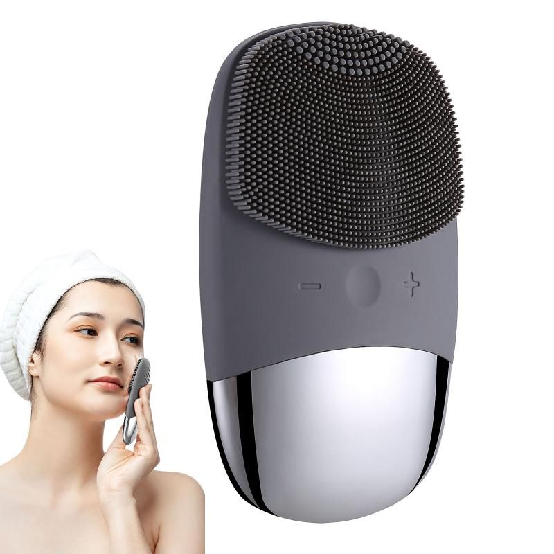 Facial Cleansing Brush Silicone Massager (Black)
