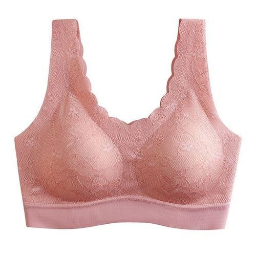 Thai Latex Wireless Bra Underwear Seamless Bra Women Cooling Gathers Shock-proof Pad Soft Vest-style Lace Beauty Back Intimates