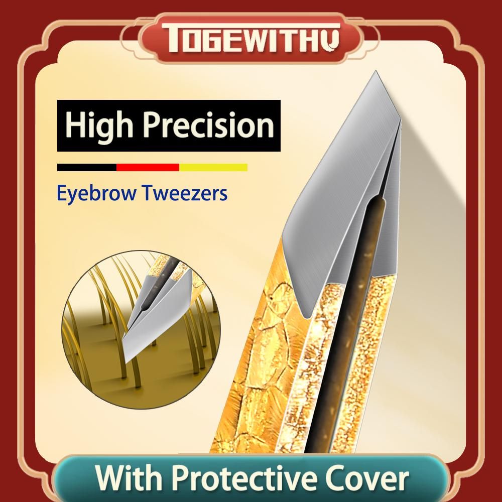 Stainless Steel Eyebrow Tweezers, Precision Tweezers for Eyebrows Ingrown Hair Removal Fine Hairs Puller Makeup Tool