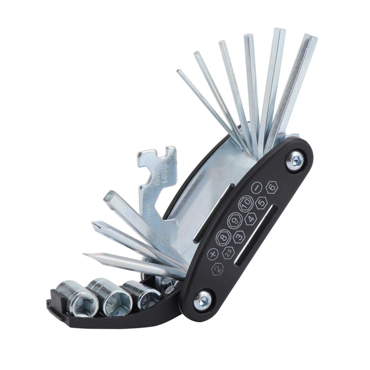 Bike Repair Kit 16-in-1 Multifunctional Tool Set for Mountain Road Silver